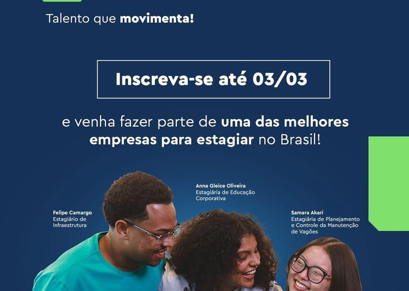 Inscrições para o Programa de Estágio da Rumo terminam na próxima terça-feira, 3 de março