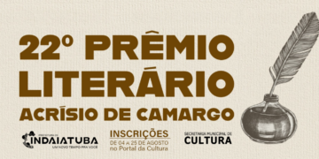 Inscrições para o 22º Prêmio Literário "Acrísio de Camargo" começam em 4 de agosto