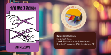 Clube do Livro Estante Queer debate "Não nasci sabendo" no dia 8 de agosto