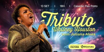 Tributo a Whitney Houston com Juliana Alves acontece em 13 de setembro no Casarão Pau Preto