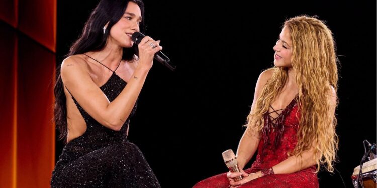 Dua Lipa e Shakira dividem palco em Madri e cantam clássico “Antología”