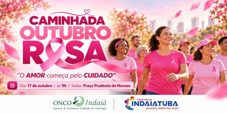 Caminhada do Outubro Rosa reúne população em ação pela saúde da mulher em Indaiatuba